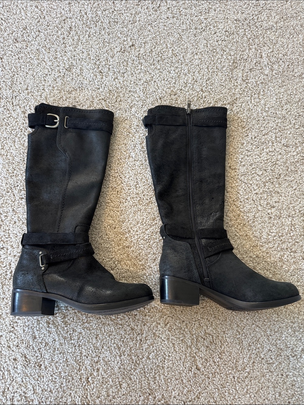 UGG Black Mid-Calf Buckle Strap Boots